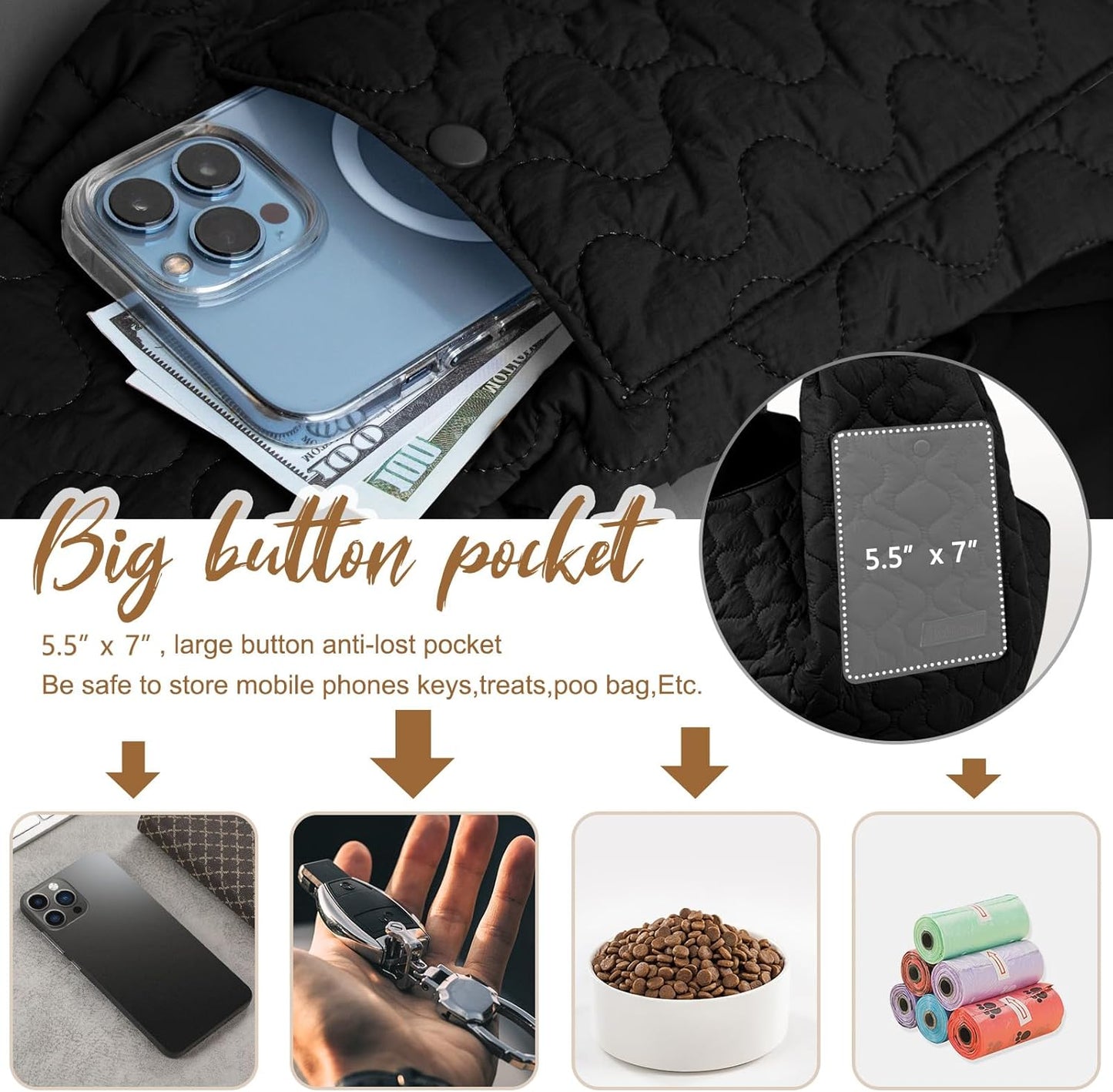 Dog Sling for Small Dogs, Front Dog Sling Carrier, Padded Adjustable Pet Soft Carrier with Adjustable Shoulder Strap, Travel Safety Harness Machine Washable for Small Cats Puppy Outdoor