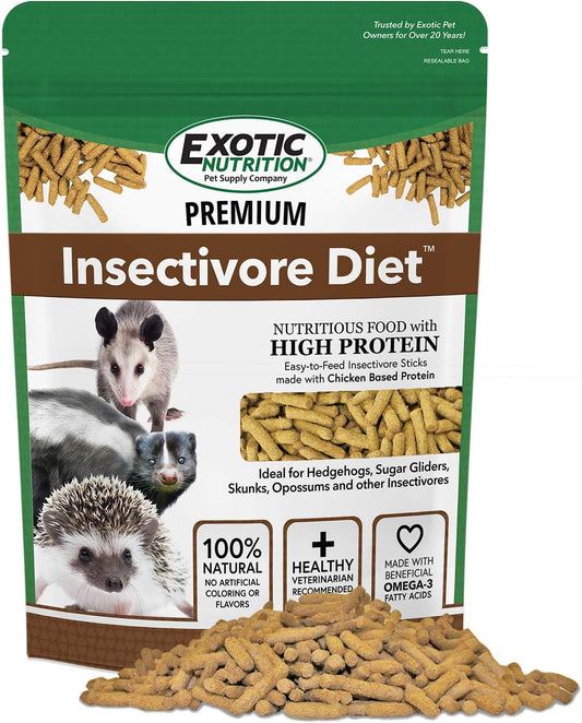 Premium Insectivore Diet (2.5 lb.) - Healthy Nutritious Chicken Based High Protein Pellet Diet - for Sugar Gliders, Hedgehogs, Opossums, Skunks & Other Insectivores