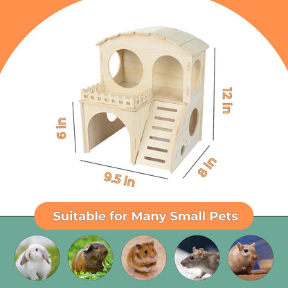 Large Guinea Pig Hideout with Wooden House, Toys & Accessories – Includes Guinea Pig Bed, Castle Hideaway & Chew Toy Bundle with Wooden Hideout, House & Hut Indoor Habitat