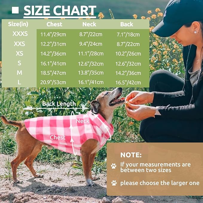 Kama Bridal Dog Spring Autumn Winter Coat - Pink & White Plaid Fleece Vest for Cats & Small/Medium Dogs