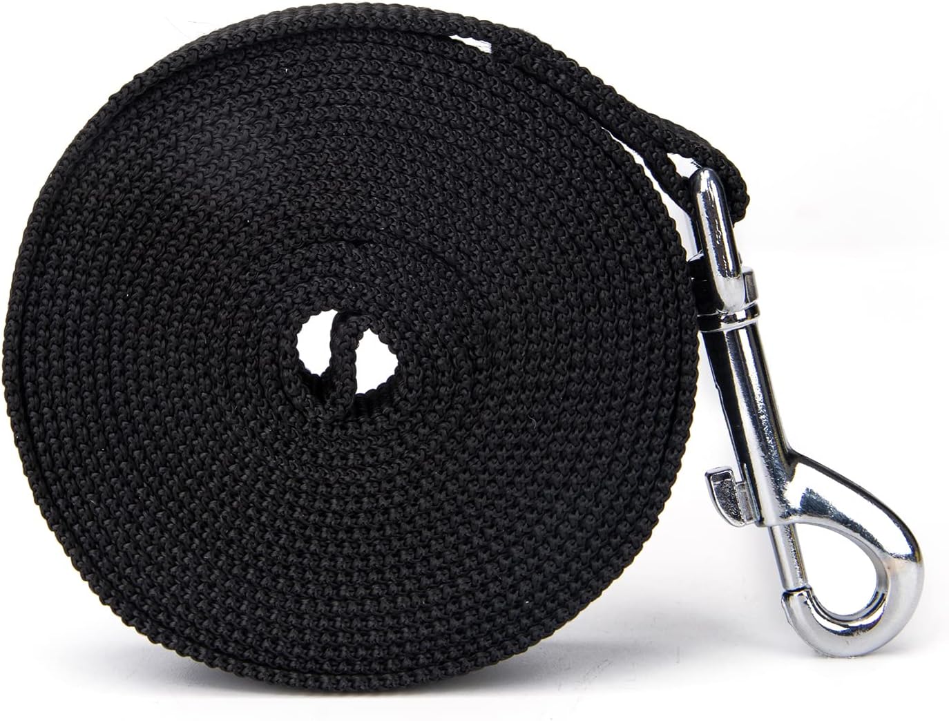 Strong Durable Nylon Dog Training Leash, 1 Inch Wide Traction Rope, 6 ft 10ft 15ft Long, for Small and Medium Dog (Black, 15 Feet)