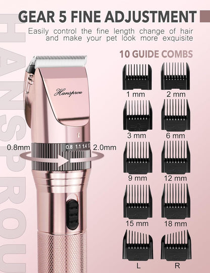 Dog Clippers for Grooming,Upgraded 36V Heavy Duty Dog Clippers,Professional Pet Hair Trimmer for Thick Coat,Corded Pet Clipper with Guard Combs Brush