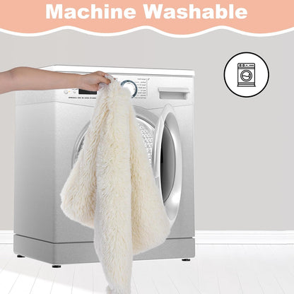 Bedfolks Waterproof Dog Crate Pad, Plush Dog Kennel Bed with Removable Cover, Faux Fur, Washable, 17"x12", Cream