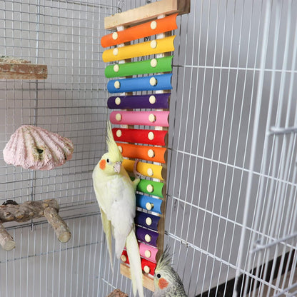 Dnoifne Large Colorful Bird Xylophone Toy, Suspensible Funny Xylophone Toy with 15 Metal Keys, Cage Accessories for Chicken Chick Birds Parrots Parakeets Cockatiels Budgies Love Birds