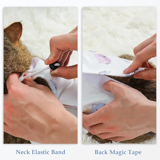 ANWA Cat Recovery Suit - Breathable Cat Onesie for Cats After Surgery Female, Kitten Surgery Recovery Suit Female Abdominal Wounds