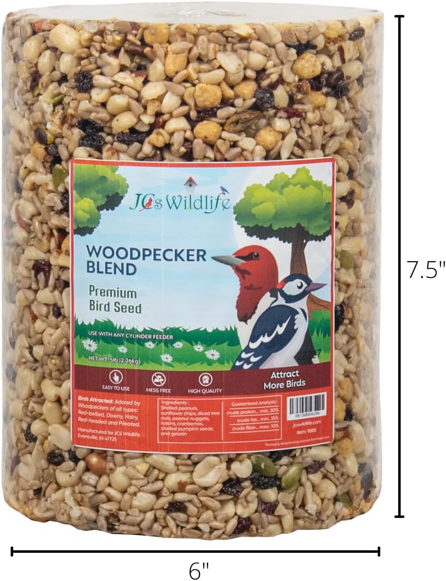 6-Pack JCs Wildlife Woodpecker Blend Bird Seed Large Cylinder, 5 lb