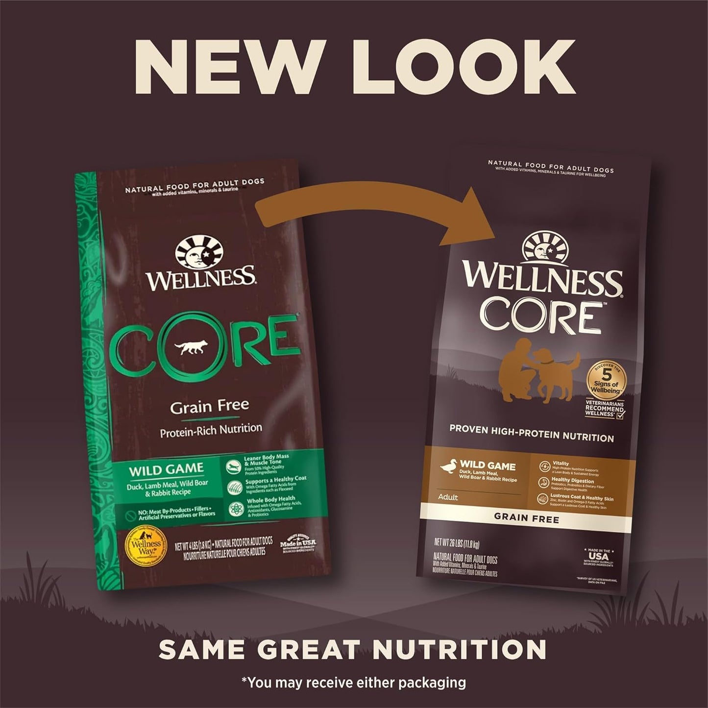 Wellness CORE Dry Dog Food, Grain-Free, High Protein, Natural, Wild Game Duck, Lamb, Wild Boar, & Rabbit Recipe, (26-Pound Bag)
