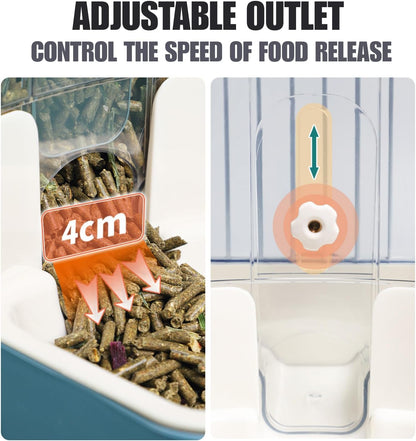 Automatic Pet Food Water Dispenser, Auto Gravity Pet Feeder Water Bottle Set for Crate, Feeding Station for Small Dog Cat Rabbit Guinea Pigs Chinchilla Ferret Hedgehog (Blue)