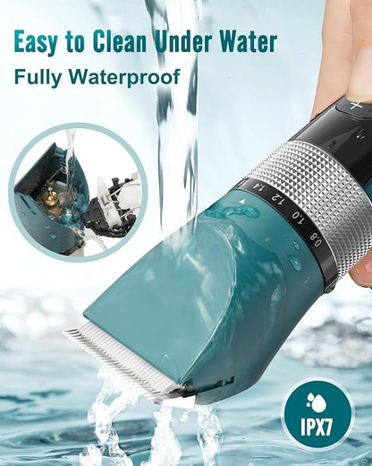 oneisall Cat Clippers for Matted Hair, 5-Speed Quiet Cat Grooming kit, Cordless Pet Shaver for Long Hair,Waterproof Pet Hair Trimmer, Pet Clippers for Cats(Green)