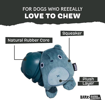 Barkbox Grey Bear Hugger Super Chewer 2-in-1 Plush Exterior Hard Core Plush Toy, Large Breeds