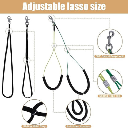 Dog Grooming arm with Restraint Loops, Adjustable Height(0"~35"),Adjustable Width (32"~47") for Large & Medium & Small Pets Bathing & Grooming (Black)