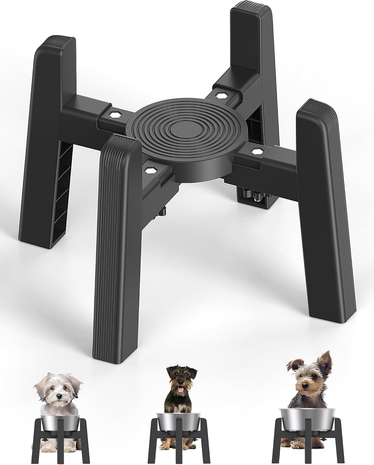 CZPET Dog Bowl Stand with Adjustable Width [Stand Only], Elevated Pet Water & Food Feeder for Medium Dogs, Stable and Anti-Slip Raised Bowl