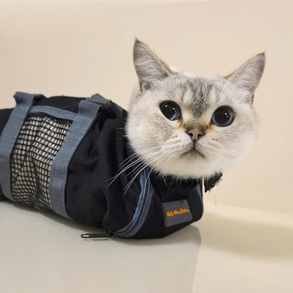 Cinf Cat Nail Clipping Cleaning Grooming Restraint Bag （Free Muzzle） No Scratching Biting for Bathing Nail Trimming Injecting Examining(Black,S)