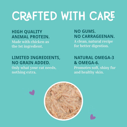 LOVE, NALA - Single Protein Chicken Flaked Wet Cat Food - Hydration Broth, Natural, Grain-Free, Non-GMO, No Gums, No Carrageenan, Human-Grade Chicken, Added Vitamins & Minerals - 2.8 oz, 12 Cans