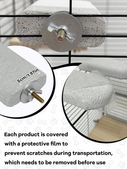 Chinchilla Lava Ledges Rat Climbing Platform 4 Pack Pumice Ledge Shelf Pet Chewing Grinding Toys Small Animals Cage Accessories for Totoro Squirrel Guinea Pig Hamster Gray