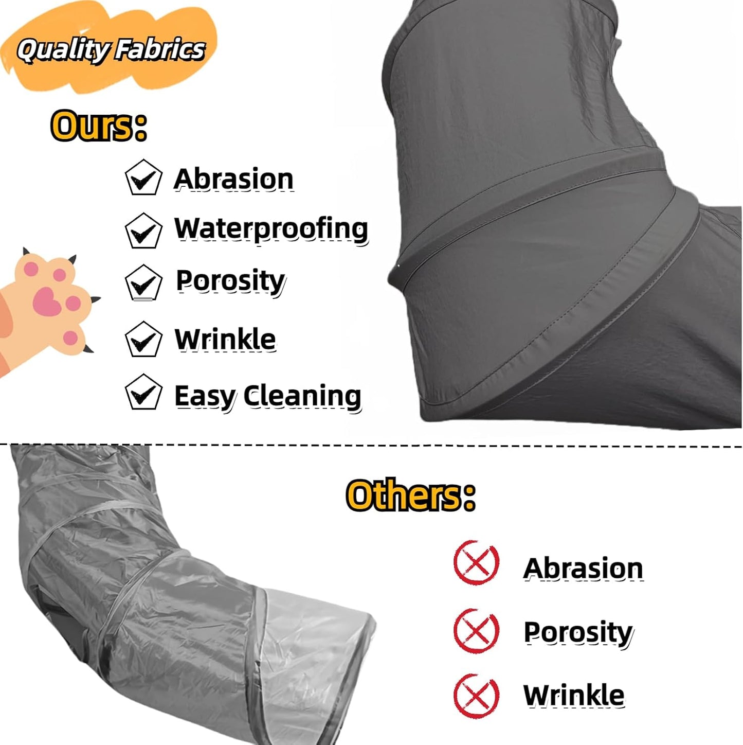 XxingSheep 2-Tier Cat Tunnel & Hammock Bed XXL, 4 Cave Shuttle with Elevated for Multiple Cats Toy Dark Grey