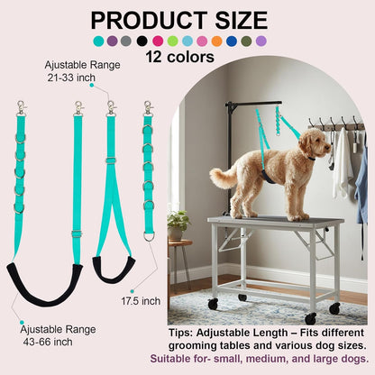 Dog Grooming Belly Band Pet Grooming Supplies 3 Sets Professional Dogs Belly Straps Pets Dogs Groomer Extension Strap Table Arm Loop Extender for Small Medium Large Pets (Light Green)
