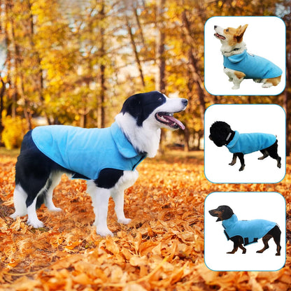 Fleece Dog Coat Pet Jacket Reflective for Cold Weather for Extra Large to Small Pets(Blue,S)