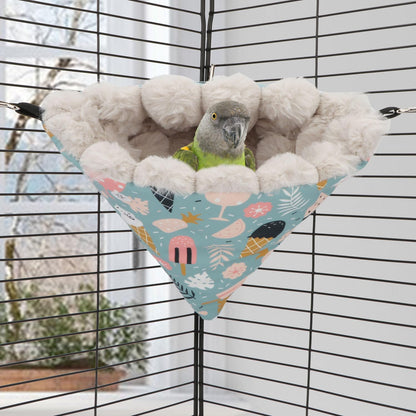 Wontee Bird Nest House Winter Warm Hanging Hammock Bird Bed Snuggle Hut for Parakeets Budgies Caique Conures Cockatiels (Medium, Blue)