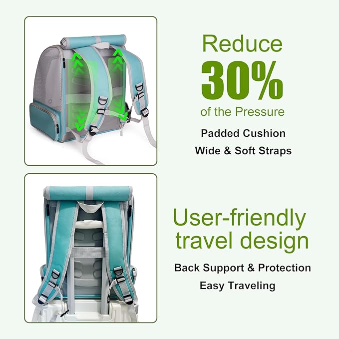 halinfer Bird Backpack Carrier Cage, Front Zipper Opening Portable Bird Travel Bag with Standing Perches and Metal Tray, Vented Carry Transport Carrier for Parakeet, Budgie, Conure, Cockatiel, Parrot