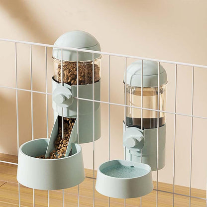 Pet Dog Cat Hanging Automatic Feeders Drinking Bowls, Auto Gravity Rabbits Feeder Water Set, Cage Pet Feeding Bowls Dispenser for Cats Dogs Puppy, Rabbit Hamsters Chinchilla Hedgehog (Green-Food)