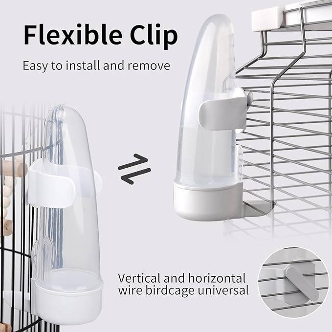 Bird Feeder Automatic Bird Water Dispenser for Cage No Mess Parrot Feeder Automatic, PP Material, 200ml/6.8fl oz (1PC)