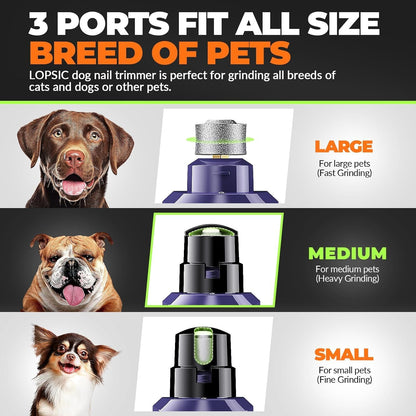 Dog Nail Grinder with 2 LED Lights Powerful 2 Speeds Super Quiet Dog Nail Trimmers with 3 Grinding Wheels Rechargeable Pet Dog Nail Clippers for Large Medium Puppy Dogs Nail File Cat Nail Clipper Blue