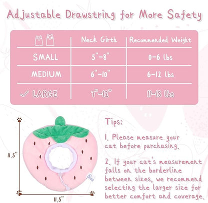 ANWA Adjustable Cat Cone Collar Soft, Cute Cat Donut Collar After Surgery, Kitten Recovery Cones to Stop Licking