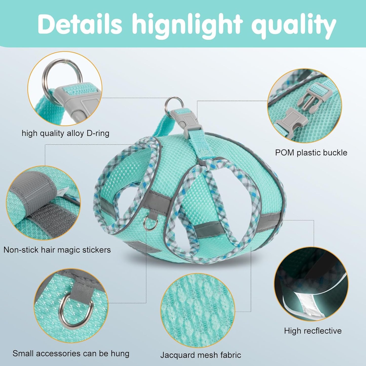 Dog Harness and Leash Set, No Pull Pet Harness for Small Dogs Easy Walking,Soft Breathable Small Dog Harness,Adjustable Reflective Step in Vest Harness for Puppy,Kitten, Cats