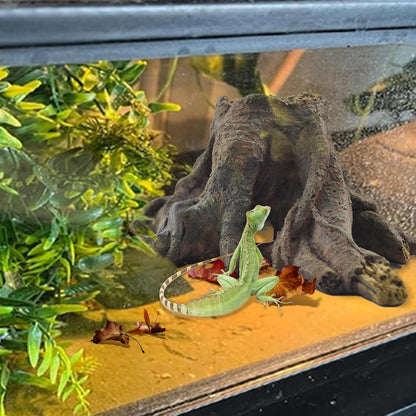 5 PCS Tank Accessories for Bearded Dragon Include Resin Hollow Tree Root Reptile Habitat Hideout Decor Hanging Jungle Vines Flexible Leaves Climbing Decorations for Lizard Gecko Chameleon Spider