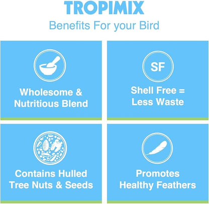 Hari Tropimix Bird Food, Large Parrot Food with Seeds, Fruit, Nuts, Vegetables, Grains, and Legumes, Enrichment Food, 20 lb Bag
