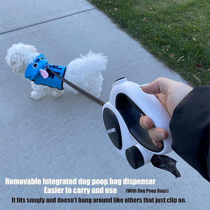 HCY&WLD Upgrade 3-in-1 Retractable Dog Leash with Integrated Dispenser & Poop Bags, 16 ft Heavy Duty Dog Leash with Anti-Slip Handle for Dogs up to 66 lbs, 360° Tangle-Free, One Button Brake & Lock