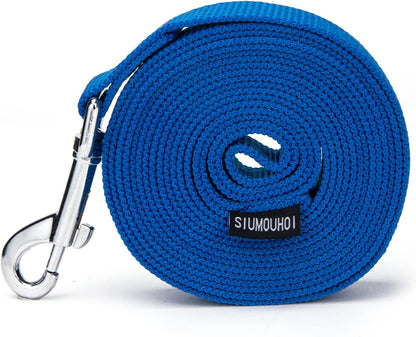 Strong Durable Nylon Dog Training Leash, 1 Inch Wide Traction Rope, 6 ft 10ft 15ft Long, for Small and Medium Dog (Blue, 10 Feet)