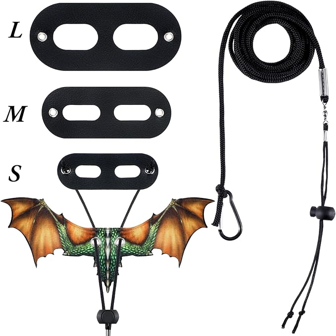 Weewooday 3 Pack Bearded Dragon Leash Harness Removable Lizard Leash for Dragons Reptiles, Safety Outdoor Walking, S, M, L,(Orange)