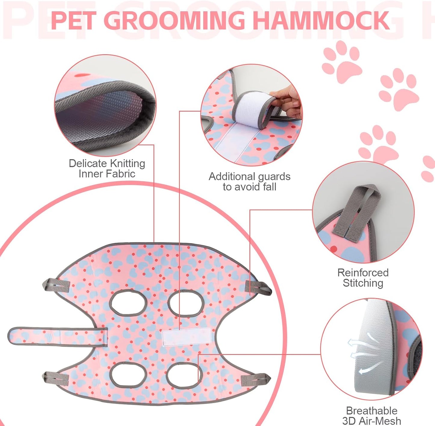 Dog Grooming Hammock for Small Dogs & Cats, Dog Grooming Harness for Nail Trimming, Pet Grooming Sling Helper with Nail Clippers/Nail Trimmers