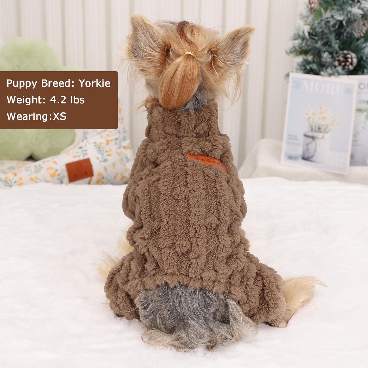 Dog Sweater for Small Dogs, XXS Dog Sweaters Turtleneck Doggie Pajamas Jumpsuits, Small Doggy Clothes Girl Boy, Cold Weather Puppy Onesie Outfits Yorkie Chihuahua Apparel,Khaki, S