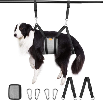 Ownpets Pet Grooming Hammock, Breathable Dog Grooming Hammock with Carabiners, Pet Grooming Harness Sling for Grooming, Hair Nail Trimming Cutting & More, M