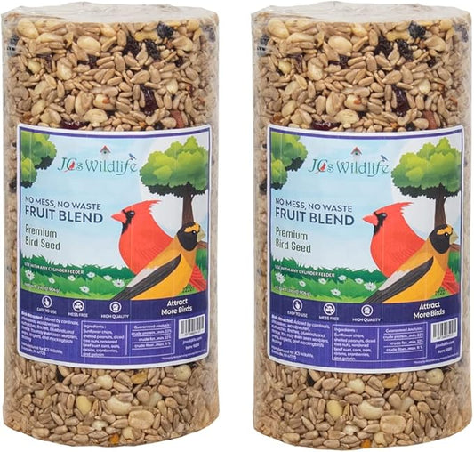 JCs Wildlife No Mess, No Waste Fruit Blend Premium Bird Seed Small Cylinder, 2 lb (2 Cylinder)