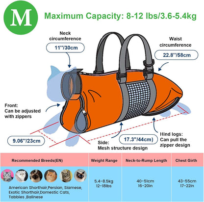 Cinf Cat Nail Clipping Cleaning Grooming Restraint Bag No Scratching Biting for Bathing Nail Trimming Injecting Examining(Orange,M)