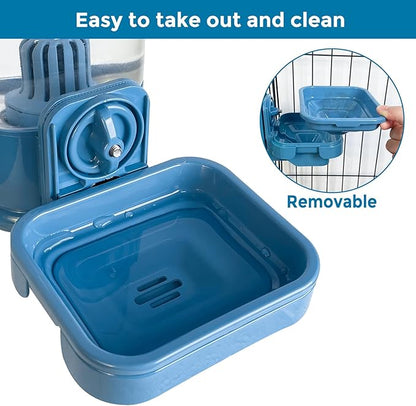 VANNON Small Animal Filter Water Dispenser for Crate, 26oz Water Bottle for Cage, BPA Free and Anti-Overeflow Pet Water Bowl for Small Dogs, Cats and Rabbits, Blue