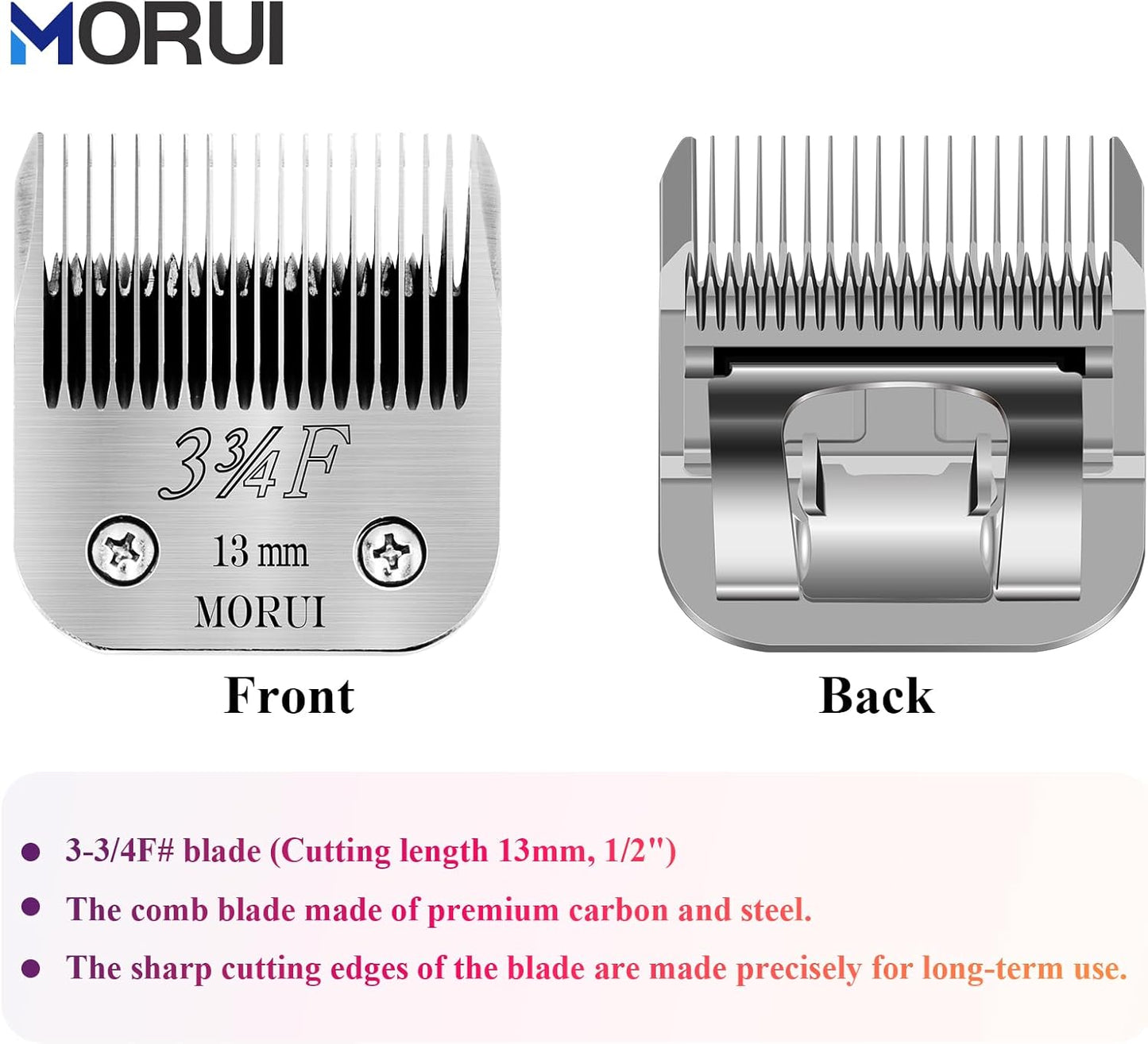 3-3/4F Cut Length 1/2"(13mm) Detachable Pet Dog Clipper Blades UltraEdge Series Clipper Blades for Dog Grooming Compatible with Most Andis,Oster A5 Wahl KM Series Clippers