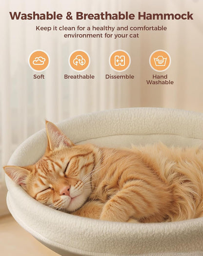 Large Cat Desk Bed, Sturdy Rotating Cat Desk Perch with Removable Washable Fabric Cover, Supports up to 50 lbs