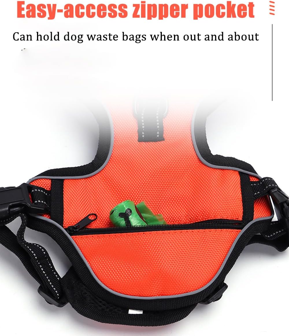 Yonsbox Personalized Reflective Dog Harness – Custom Name Tag, No Pull Pet Vest Harness with Pocket, Breathable Oxford Fabric, Adjustable Safety Harness for Small Medium Large Dogs