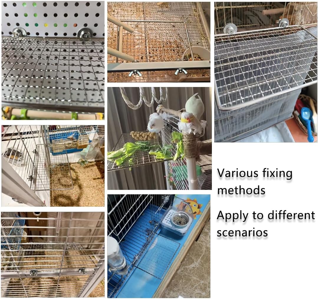 Parrot Perch Platform, Stainless Steel Bird cage Stand, Bird cage Accessories, Suitable for Birds, Parrots, Macaws, Budgies, Parakeets, Hamsters and Other Small Animals