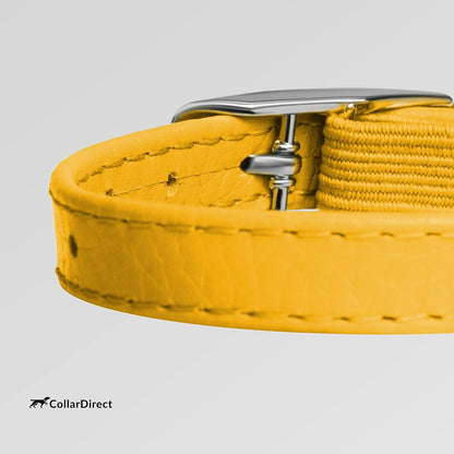 CollarDirect Leather Cat Collar with Removable Bell – Safety Kitten Collar with Elastic Strap (Yellow, 15 - 18 cm)