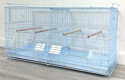 LOT of White Stackable Breeder Bird Flight Cage with Removable Center Divider and Breeding Nest Box Doors (White, 26.5"x11"x15"H Lot of 4)