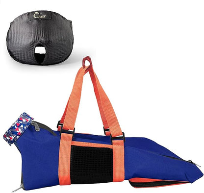 Cinf Cat Nail Clipping Cleaning Grooming Restraint Bag (Free Muzzle) Set No Scratching Biting for Bathing Nail Trimming Injecting Examining(Navy Blue,L)