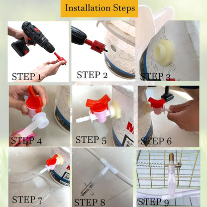 Automatic Rabbit Watering System 20 Set Rabbit Nipple Drinkers Water Feeders 5/16” Hose Barb Fittings to G1/2" and Water Bucket Connector for Small Animals Guinea Pig Ferret Rats Rodent Bunny