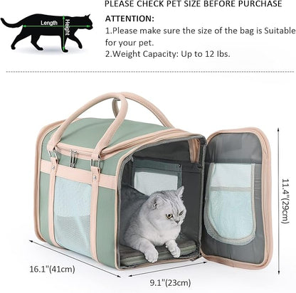 Airline Approved Pet Carrier Backpack, Waterproof PU Foldable Design with Light-Blocking Ventilation, TSA-Compliant Travel Bag for Cats & Small Dogs – Easy Hose Wash & 360° Breathable Mesh