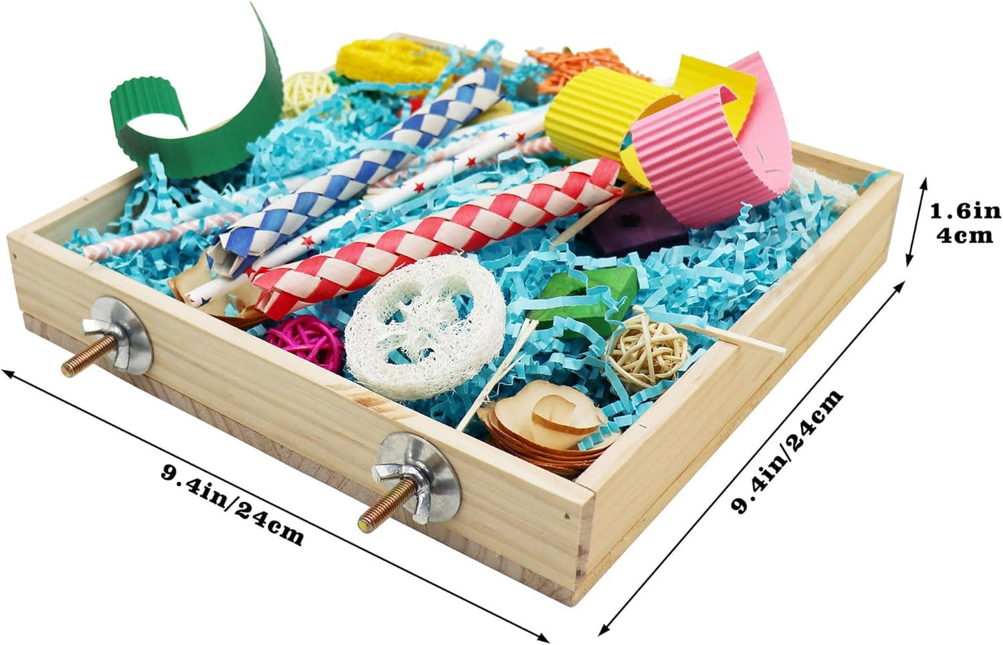 Bird Foraging Toys Box, Wooden Parrot Shredding Toys Box, Bird Chewing Toys, Birdcage Accessories, Suitable for Small Birds Parakeets Cockatiels Love Birds Conures